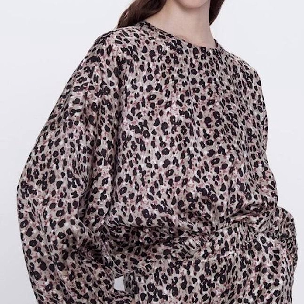 Zara leopard print satin top